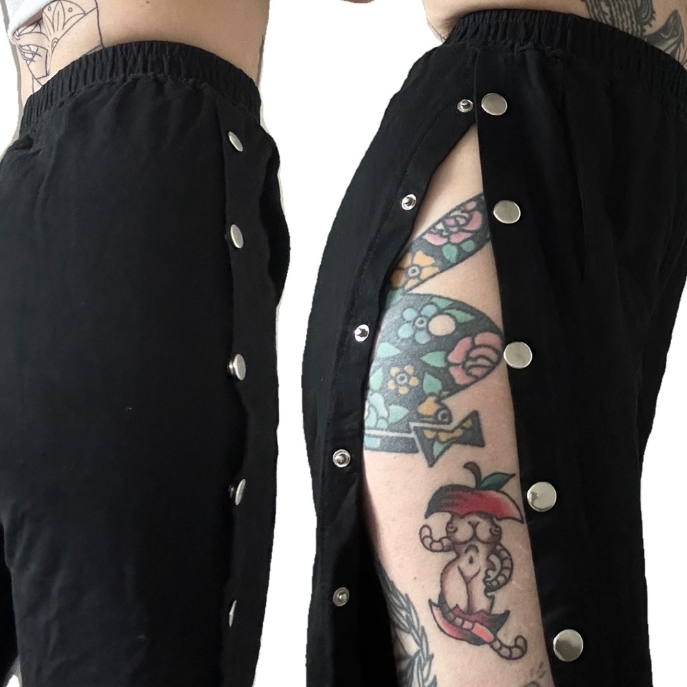 Sweat pant material tear-away pants with elastic waist